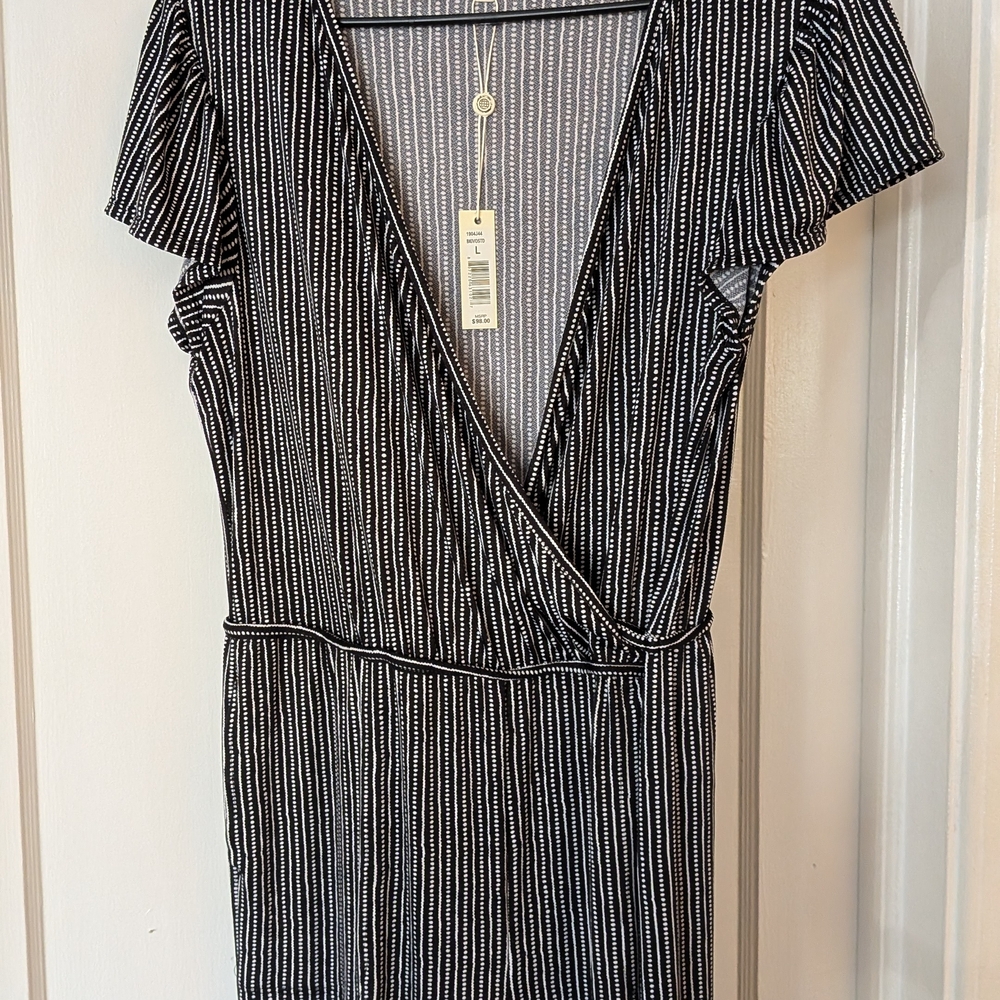 Max Studio Black and White Striped Jumpsuit